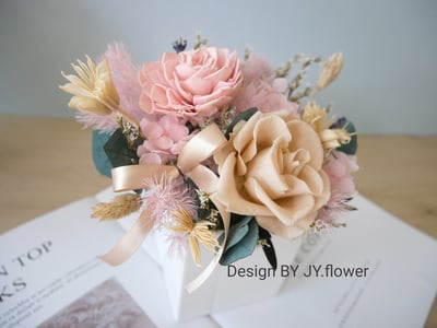 中小型乾燥永生盆花【柔粉燕麥】3