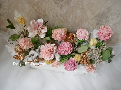 大型長盆乾燥花盆花【莫內花園】2