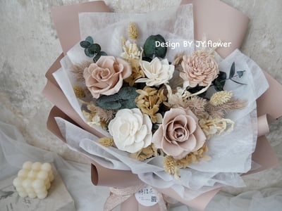 中大型永生玫瑰花束【栗棕】2