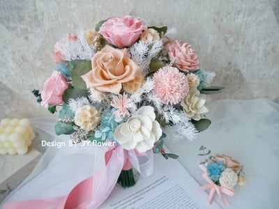 自然型手綁不凋花分束捧花【柔光森林】5