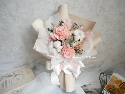 中型粉色乾燥花束【花漾】1