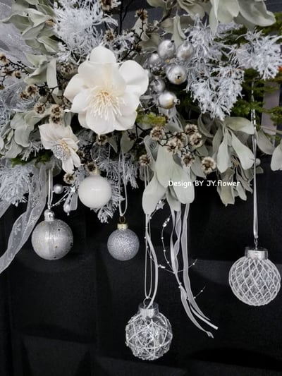 【銀色聖誕】乾燥花壁掛2
