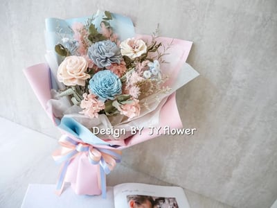 【中型永生乾燥花束包裝】單品課程4