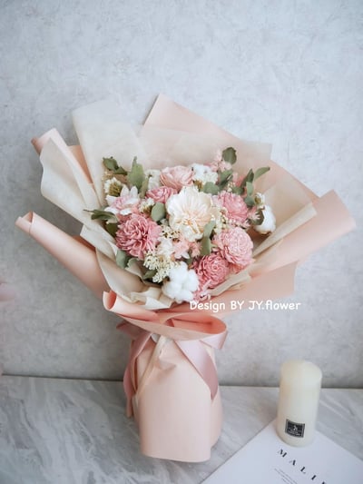 大型粉色乾燥花束【絡纓】2