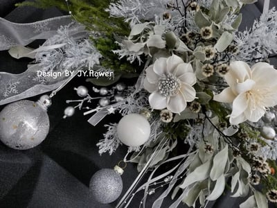 【銀色聖誕】乾燥花壁掛4