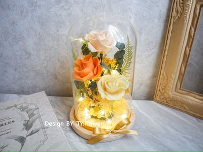 【永生玫瑰長型玻璃盅夜燈】單品課程4