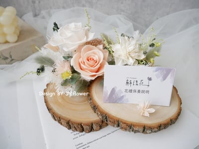 雙層木片永生玫瑰名片座【暮光】1