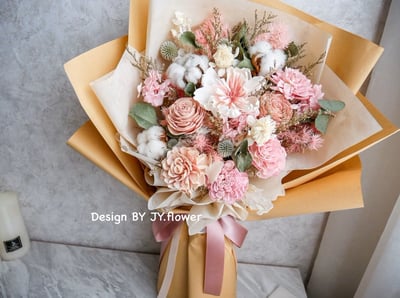 大型粉色乾燥花束【絡纓】2