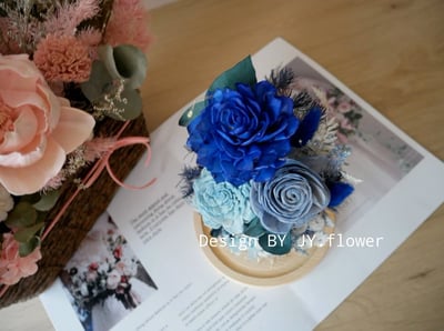 乾燥花長型玻璃罩夜燈【海洋之心】3