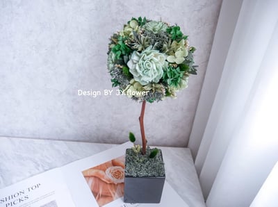 乾燥永生繡球花球樹盆花【蓊鬱之森】2