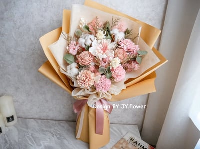 大型粉色乾燥花束【絡纓】1