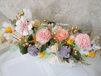 大型長盆乾燥花盆花【莫內花園】2