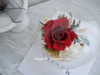 乾燥永生玫瑰水晶球玻璃罩夜燈【熱情如昔】3