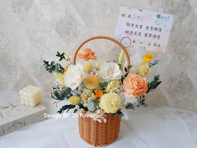 中大型乾燥花提籃花【日光】3