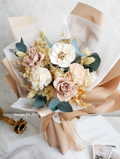 中大型永生玫瑰花束【栗棕】2