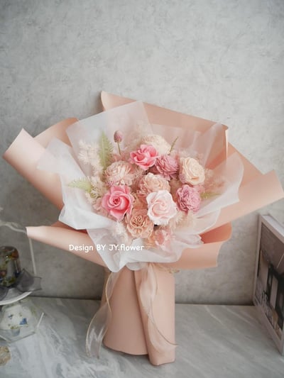 大型永生玫瑰花束【春櫻】1