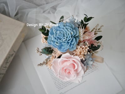 中小型乾燥永生盆花【草莓雲朵】2