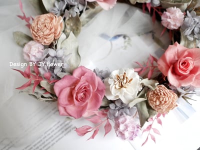 永生壁飾花圈【霧紗粉紫】4