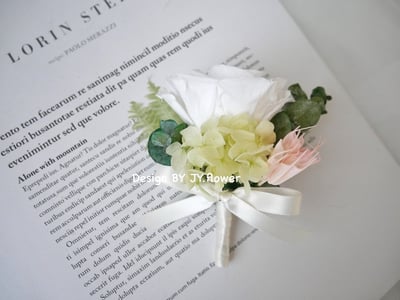 自然型手綁不凋花分束捧花【純白柔粉】5