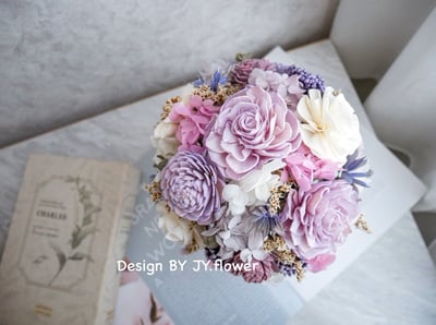 永生繡球乾燥花冠軍杯盆花【鬱紫丁香】2