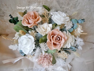 自然型手綁不凋捧花【純白裸膚】2