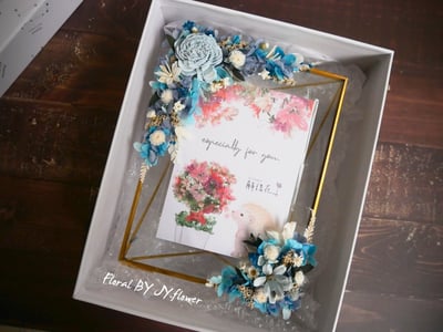 永生繡球仿舊金屬玻璃相框【湛藍】5