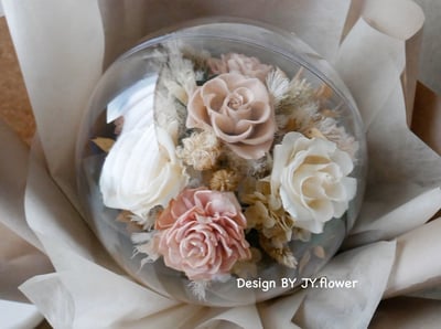 波波球大款永生玫瑰花束【膚粉燕麥】2