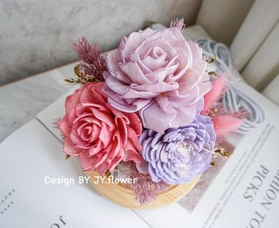 乾燥花水晶球玻璃罩夜燈【魔幻魅紫】3