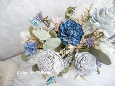 中大型圓盆乾燥花盆花【魅力紳藍】4