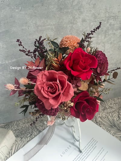 自然型手綁韓式不凋捧花【公爵夫人】2