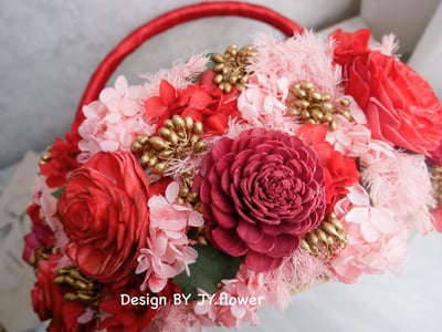 乾燥花喜糖籃【胭脂凝香】3