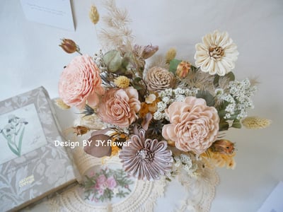 中大型圓盆乾燥花盆花【唯美初秋】2