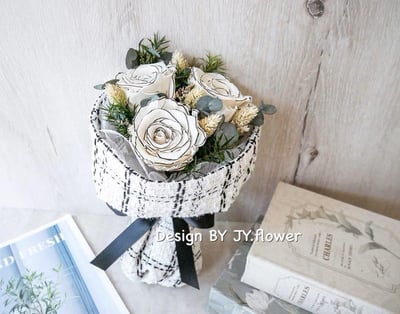 小香風永生玫瑰花束3朵【輕奢】1