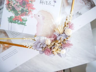 永生繡球仿舊金屬玻璃相框【霧紫】3