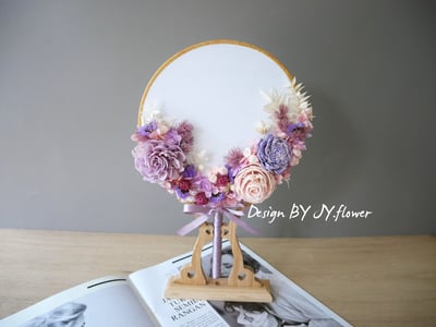 乾燥花中式團扇花【煙紫柔粉】1