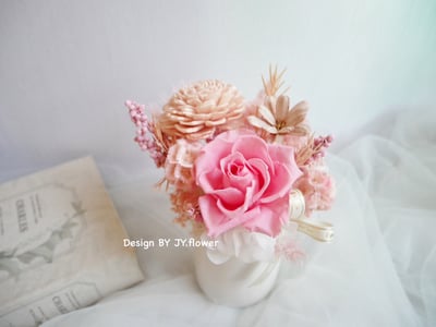 中小型乾燥永生盆花【春櫻漫飛】2