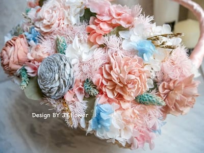 乾燥花喜糖籃【輕甜粉藍】3