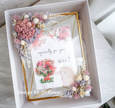 永生繡球仿舊金屬玻璃相框【霧紫】4