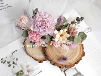 雙層木片乾燥花名片座【淡香】2