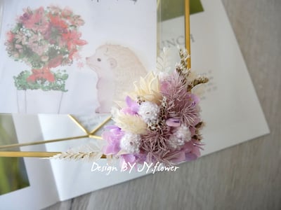 永生玫瑰繡球金色仿舊玻璃相框【霧紫】4