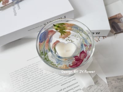 【乾燥花玻璃燭台】大豆蠟/婚禮小物/生日禮/伴娘2
