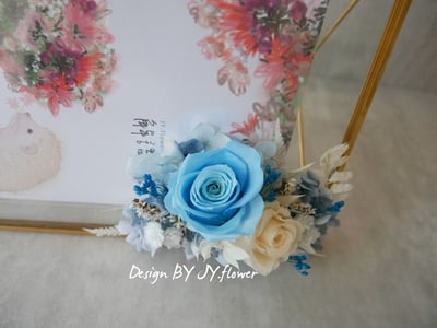 永生玫瑰繡球仿舊金屬玻璃相框【湛藍】4