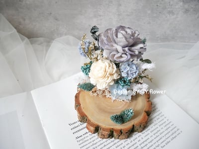 乾燥花名片座【藍茶】1