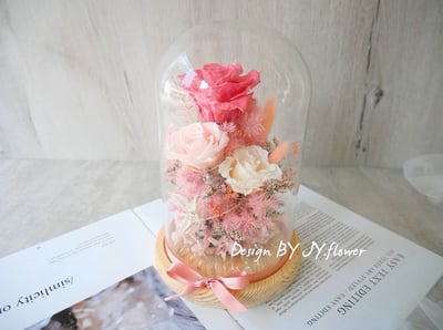 永生玫瑰長型玻璃罩夜燈【春櫻漫飛】1