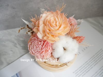 乾燥花水晶球玻璃罩夜燈【你的溫柔】2