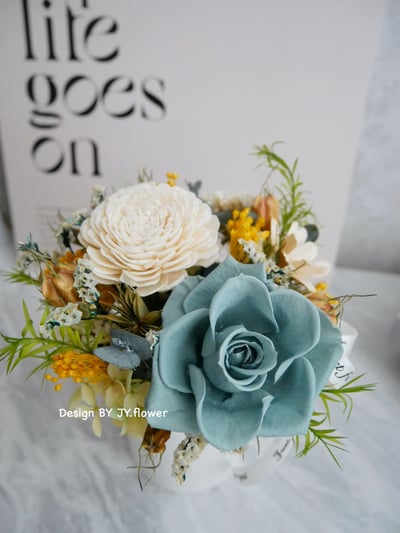 中小型乾燥永生盆花【松綠仙境】2