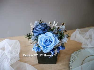 中小型乾燥永生盆花【藍色情懷】1