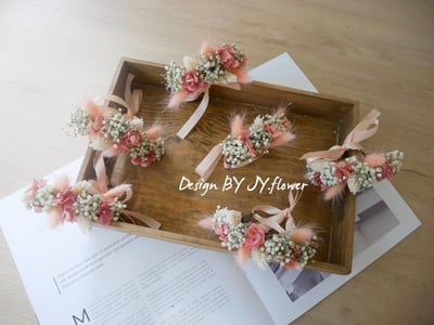 小花款永生乾燥手腕花【粉黛】3