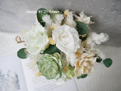 自然型手綁不凋捧花【薄荷森林】2