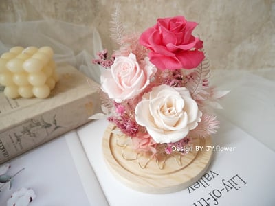 永生玫瑰長型玻璃罩夜燈【春櫻漫飛】2